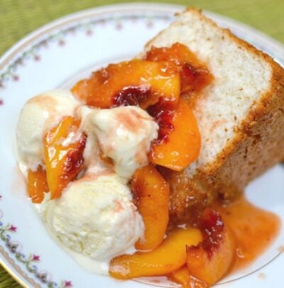 Grilled Peach Sauce made with fresh peaches, brown sugar, honey and cinnamon is perfect with ice cream or cake.