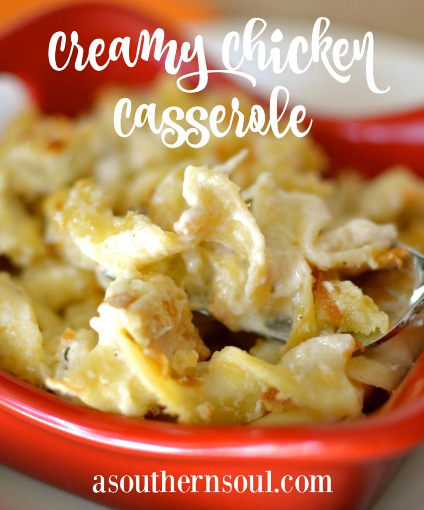 creamy chicken casserole close