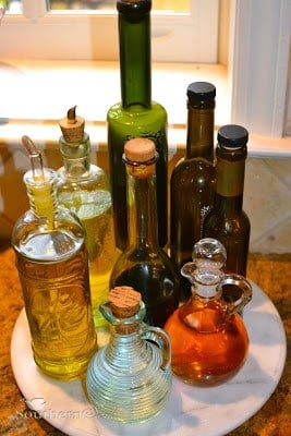 lazy susan, vinegar, olive oil, kitchen help, kitchen hacks