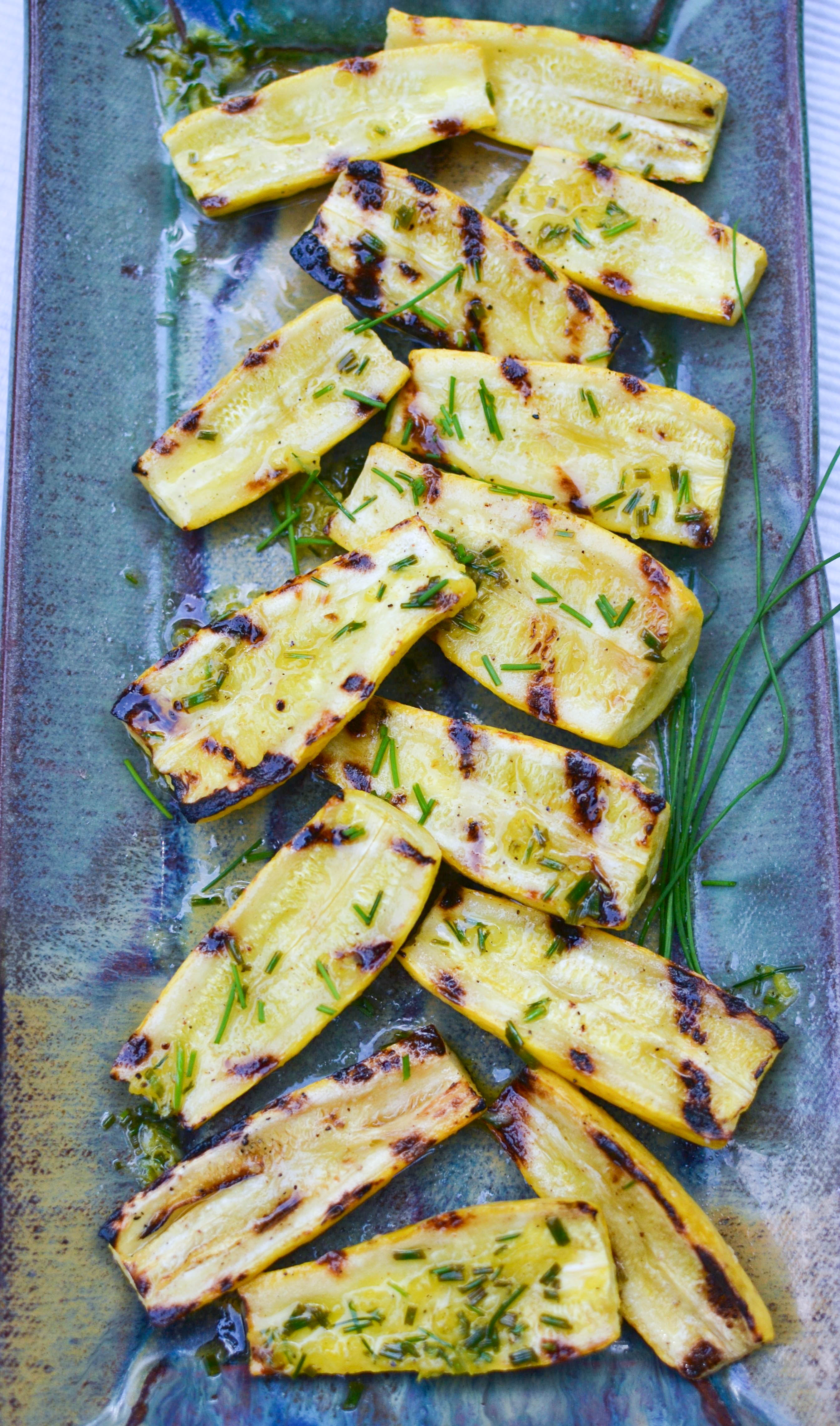 Grilled Yellow Squash with Lemon & Chive Vinaigrette A Southern Soul