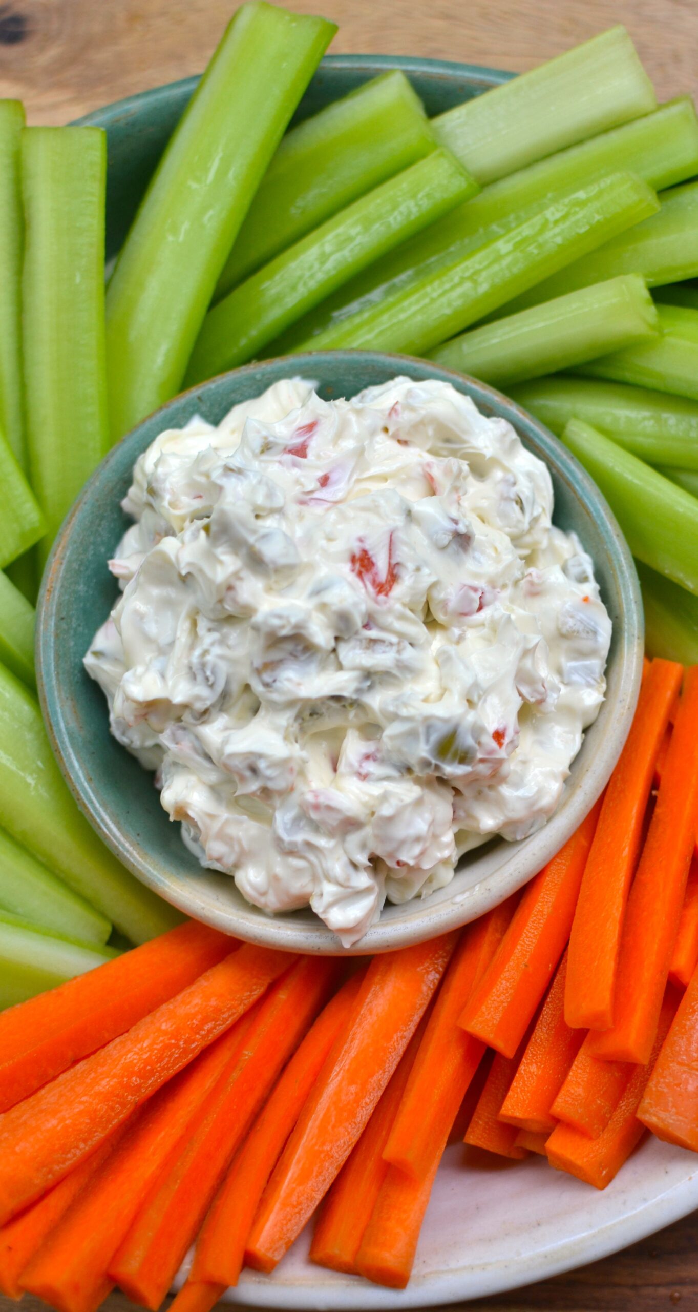 Cream cheese and olives mixed together for a retro recipe that's perfect when spread on bread or used as a dip with veggies.