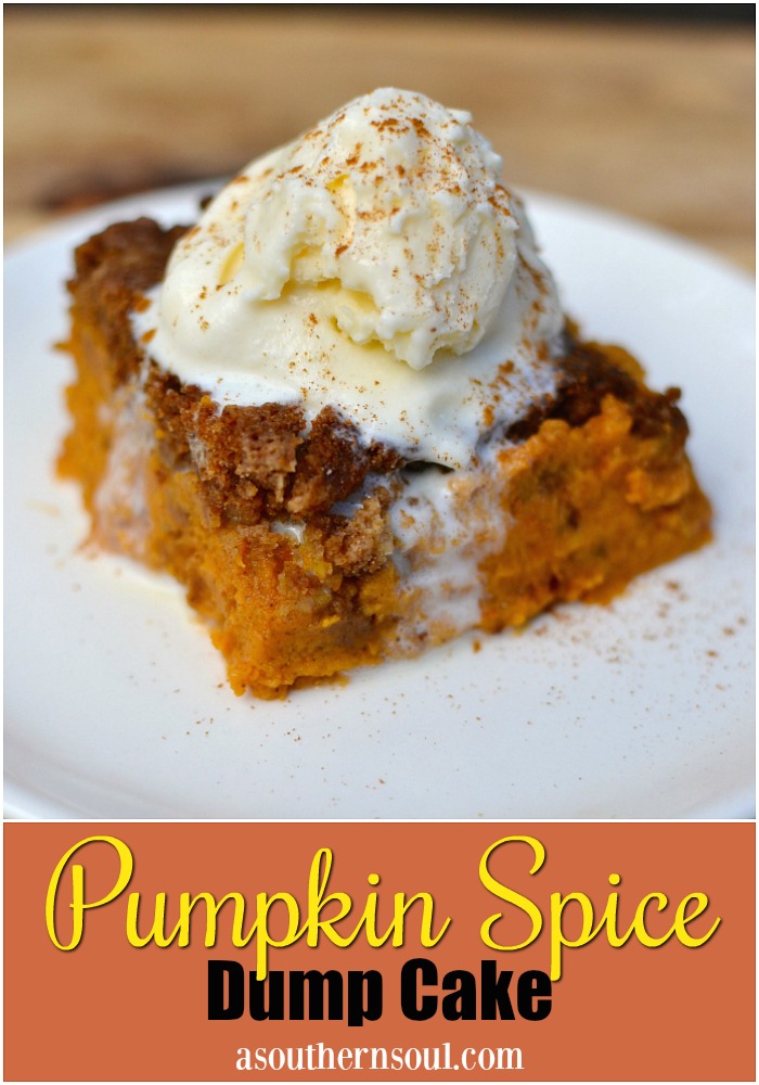 Pumpkin Spice Dump Cake is full of the warm flavors of fall. An easy to make cake that starts with a box mix.