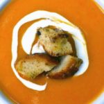 sweet potato soup with homemade croutons