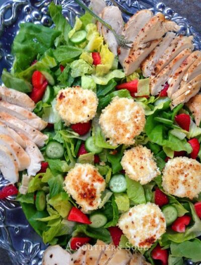 goat cheese salad with grilled chicken.
