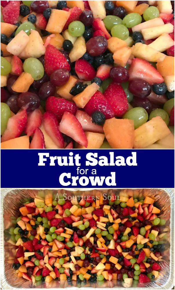 Fruit salad for a crown is full of fresh fruit tossed in a bright citrus dressing with a hint of cinnamon. It will be a fan favorite at any event.