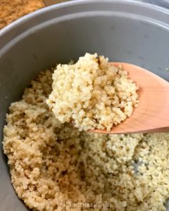 quinoa in rice cooker spoon