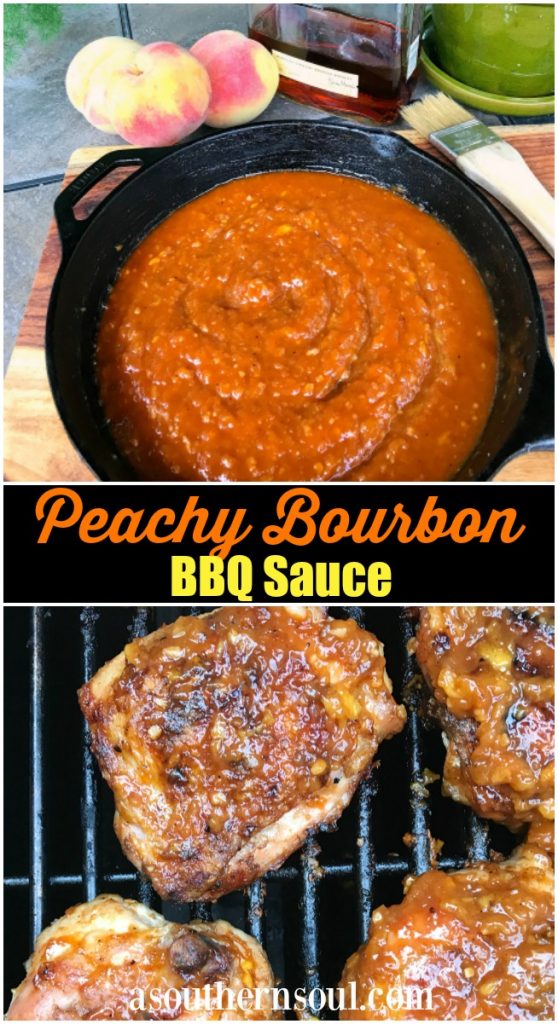 BBQ sauce made with bourbon and fresh peaches is sure to make your next cookout extra special!