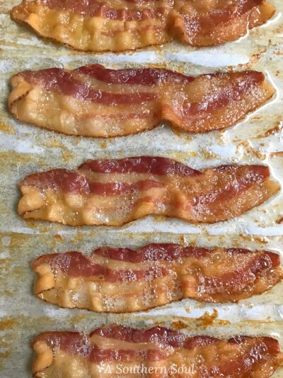 oven cooked bacon on parchment