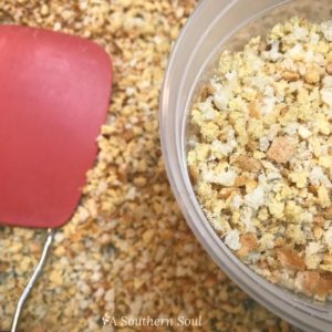 Making homemade breadcrumbs is easy. Just save all your bread, pulse in your food processor and toast em up!