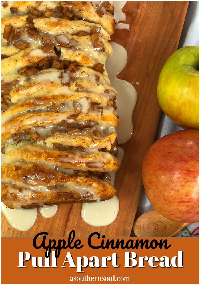 Apple Cinnamon Pull Apart Bread with canned biscuits and a sweet glaze topping
