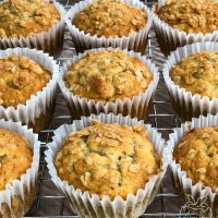 Banana granola muffins are soft and fully on the inside with an added crunch on the top.