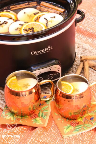 Crock Pot Mulled Cider with brown sugar, cinnamon, cloves, apples and oranges should be named the official drink of fall!