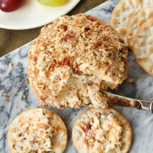 Cheddar & Chive Ball is an easy to make appetizer that's perfect for any gathering. It freezes beautifully so that you've throw a party at the drop of a hat!