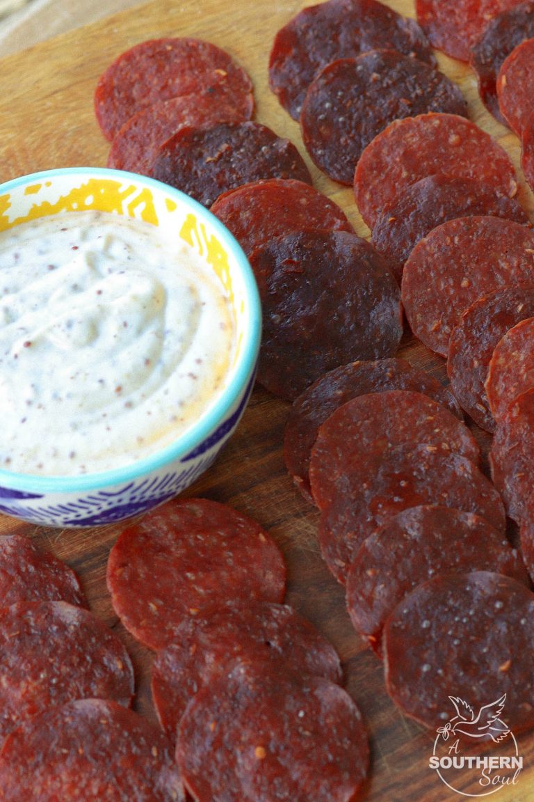 Salami Chips with Mustard Horseradish Dip A Southern Soul