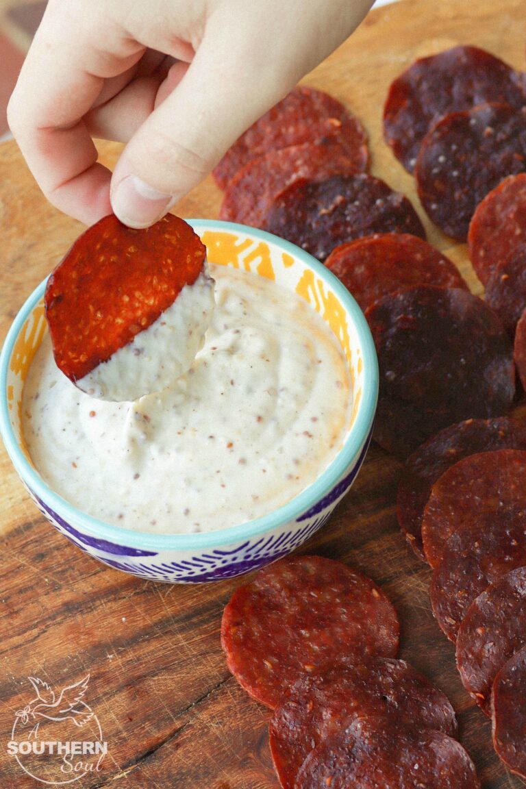 Salami Chips with Mustard Horseradish Dip A Southern Soul