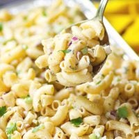 Macaroni Salad for a crowd is an easy to make recipe for potlucks, covered dish suppers and when you're entertaining. With celery, onion and a simple dressing it's always a crowd pleaser.
