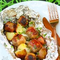 Sausage, potatoes and onions cooked in foil packs on the grill or in the oven are a short cut dinner that can't be beat!