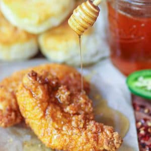Hot honey is sweet with a spicy kick. It's simple to make and crazy delicious drizzled over chicken, biscuits, cornbread, pizza or used in iced tea and vinaigrette.