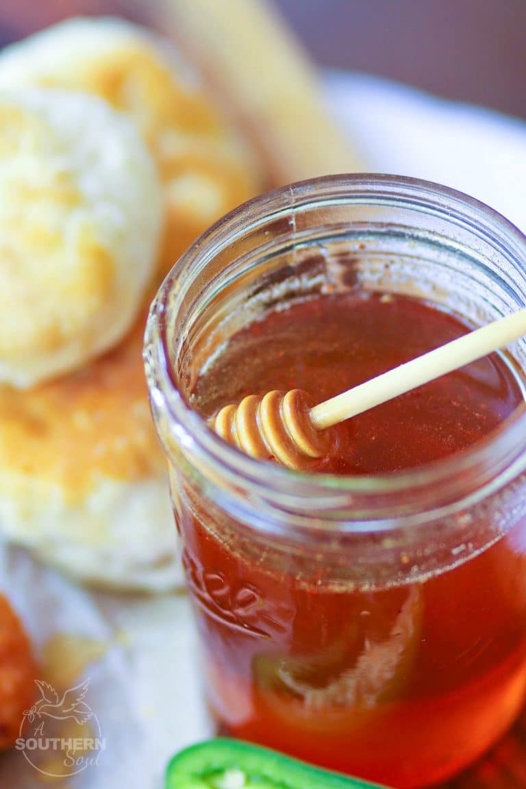 Hot honey is sweet with a spicy kick. It's simple to make and crazy delicious drizzled over chicken, biscuits, cornbread, pizza or used in iced tea and vinaigrette.