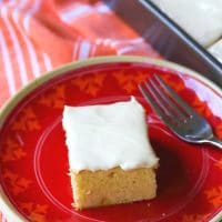 Old Fashioned Caramel Snack Cake made from scratch is rich with warm buttery flavor. With an added touch of homemade caramel, this cake is the perfect snack yet special enough for entertaining!