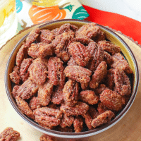 Candied Pecans made with brown sugar, cinnamon, egg whites with a touch of heat are an irresistible treat! As an appetizers, snack or on salads and sides dishes they are delicious. They also make a wonderful homemade gift.