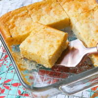 Sweet cornbread with creamed corn and sour cream is so easy to make! It's perfect with soup, chili and stew.