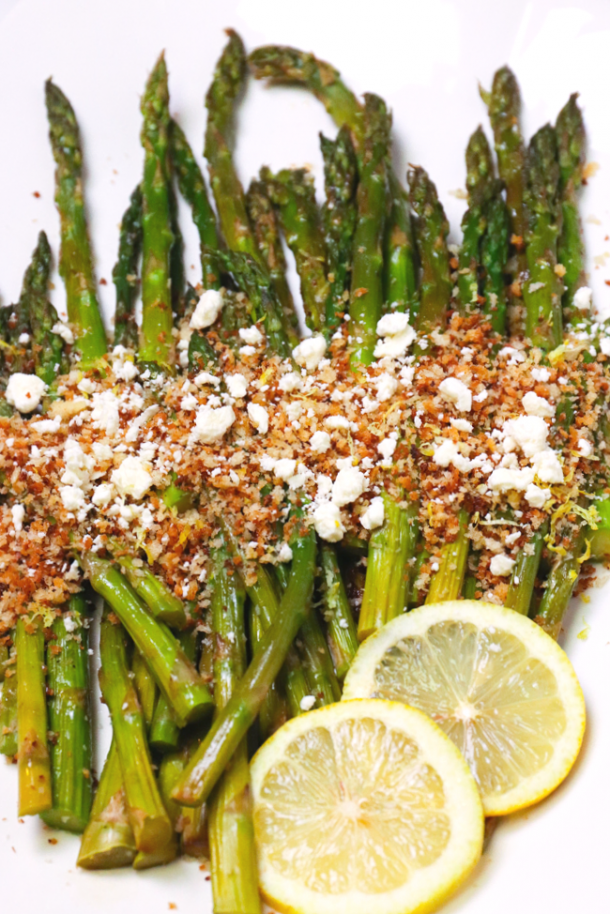 Roasted Asparagus with Lemon Panko & Feta A Southern Soul