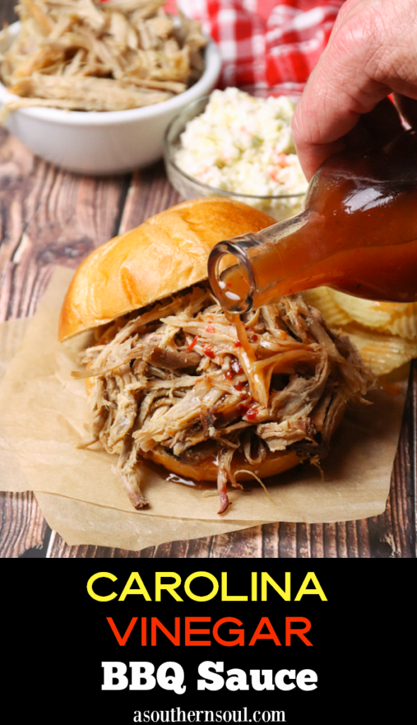 Carolina Vinegar BBQ Sauce is tangy, spicy and is a must when you're serving pulled pork! It's easy to make with just 6 ingredients.