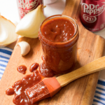 BBQ Sauce made with Dr Pepper soda, brown sugar, honey, ketchup, vinegar, chili powder garlic and tomato paste is so easy to make!