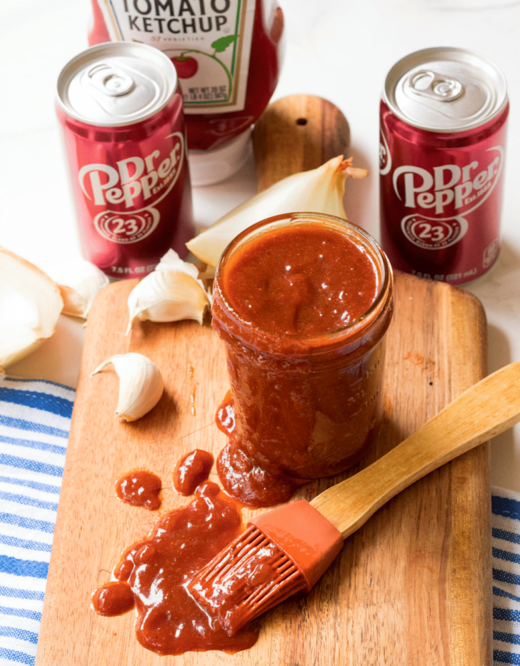 BBQ Sauce made with Dr Pepper soda, brown sugar, honey, ketchup, vinegar, chili powder garlic and tomato paste is so easy to make!