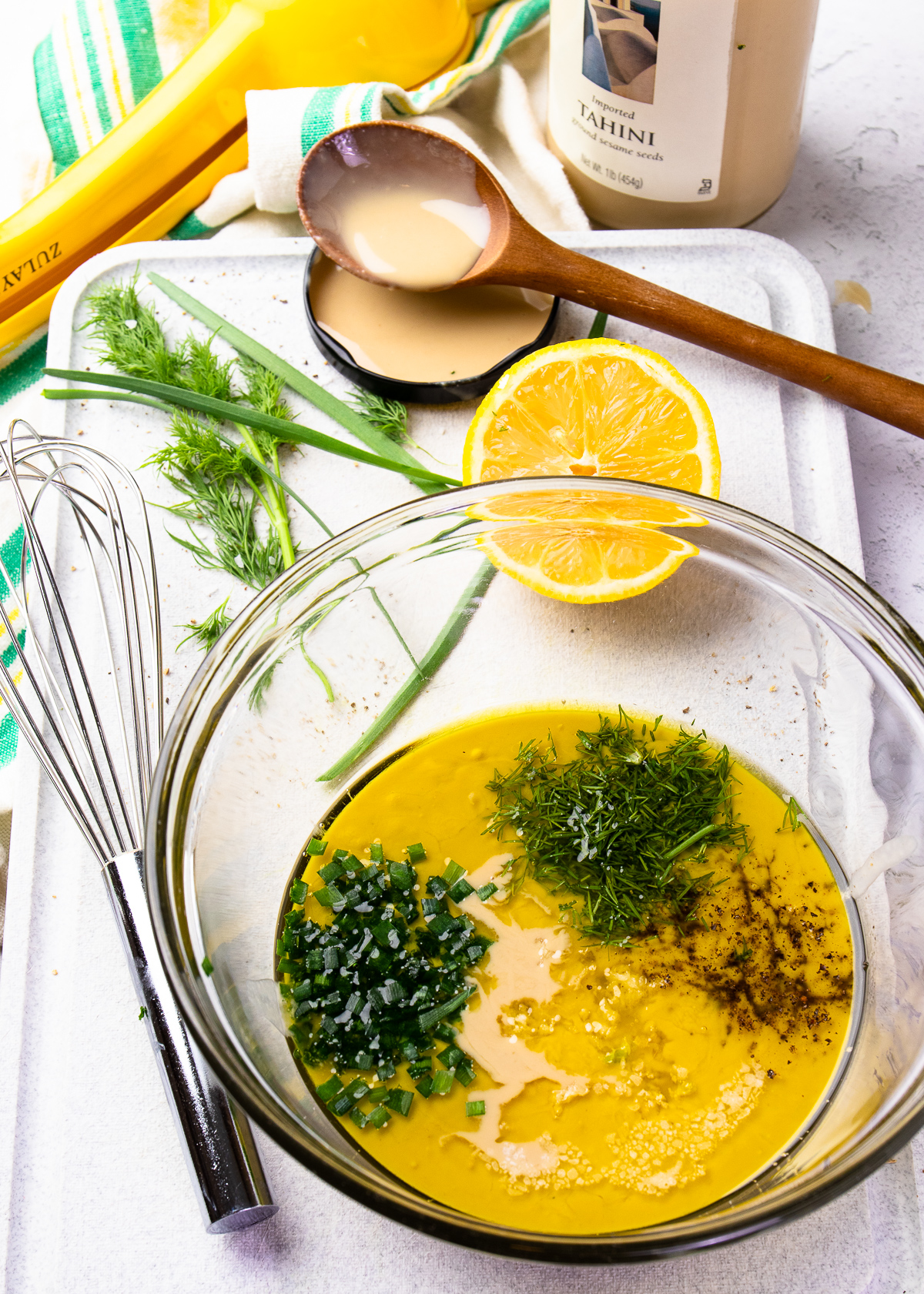 Easy to make with just 6 ingredients, this Garlic Herb Tahini recipe is