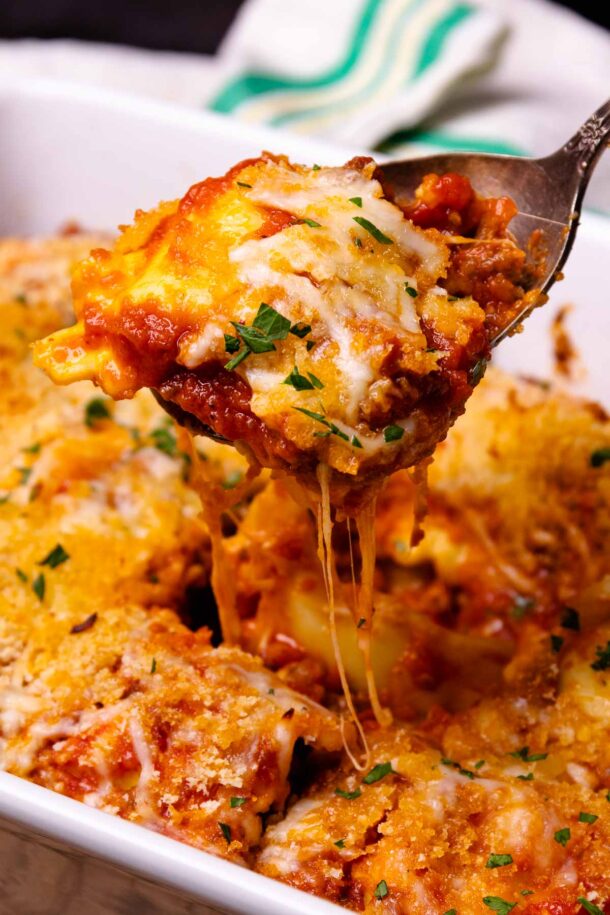 Cheesy Italian Sausage Ravioli Bake A Southern Soul