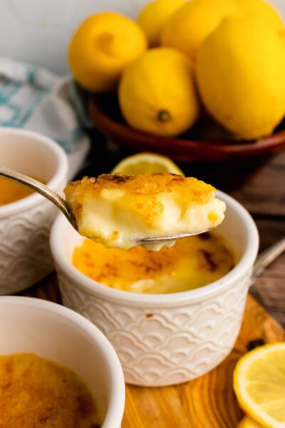 Lemon Creme Brulee is creamy, light and perfectly baked with a sugar topping that's amazing to crack into!