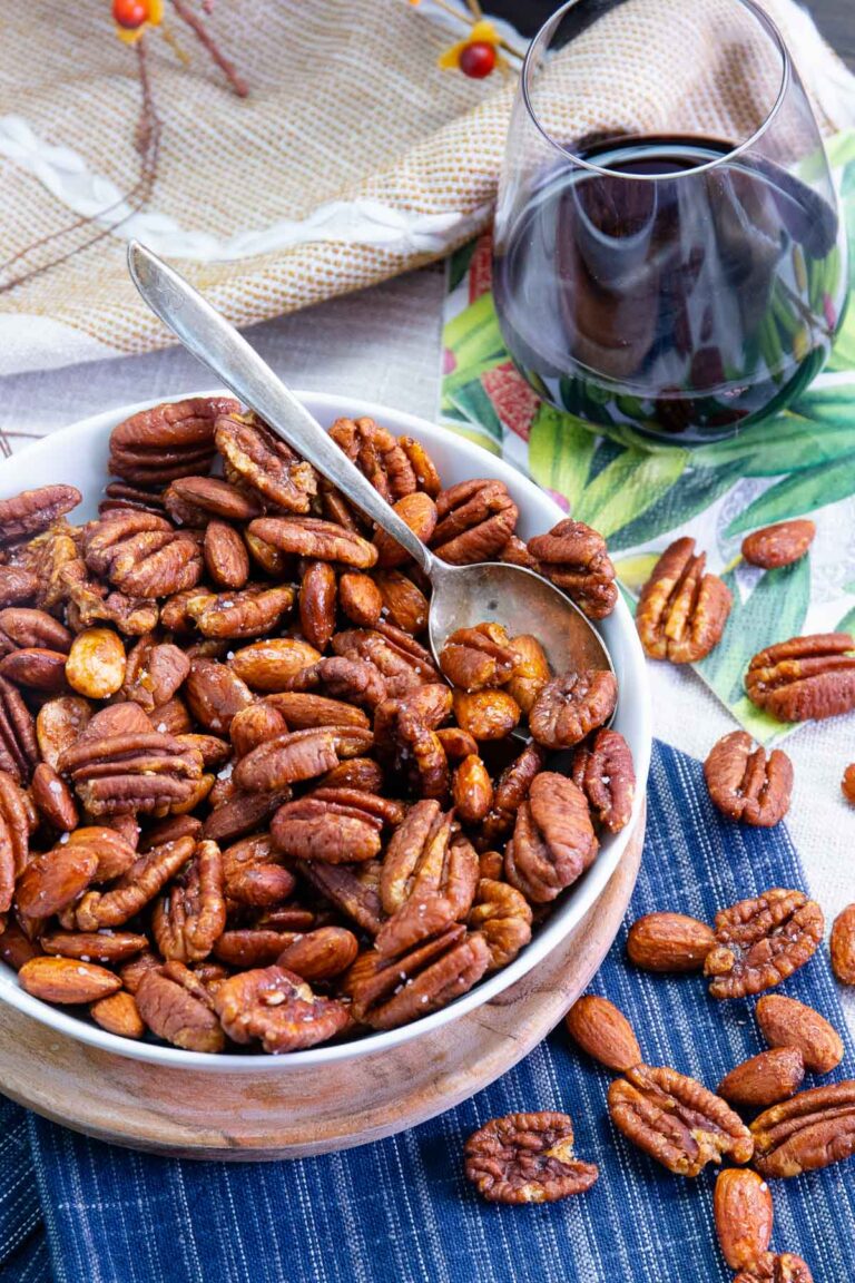 Air Fryer Roasted Nuts made with pecans and almonds is a heart healthy snack made in minutes.