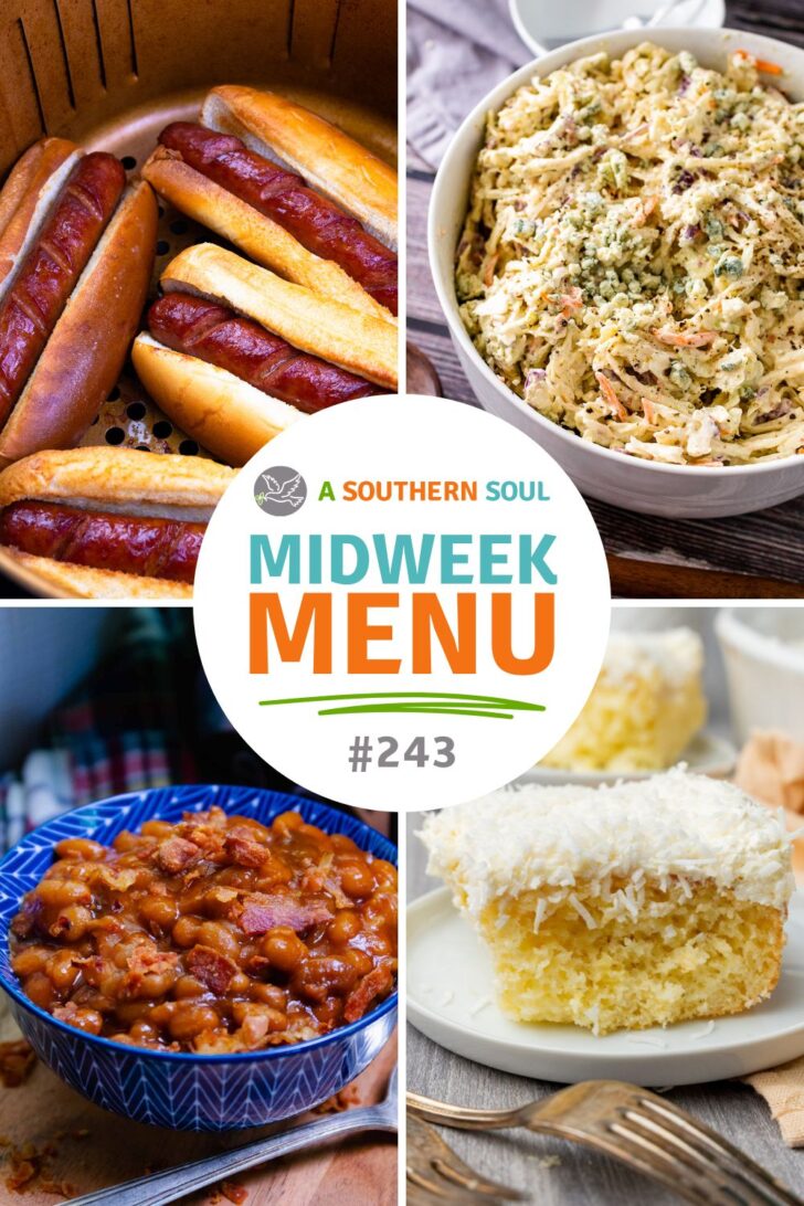 Midweek Menu 243 with 4 easy to make recipes for busy families.
