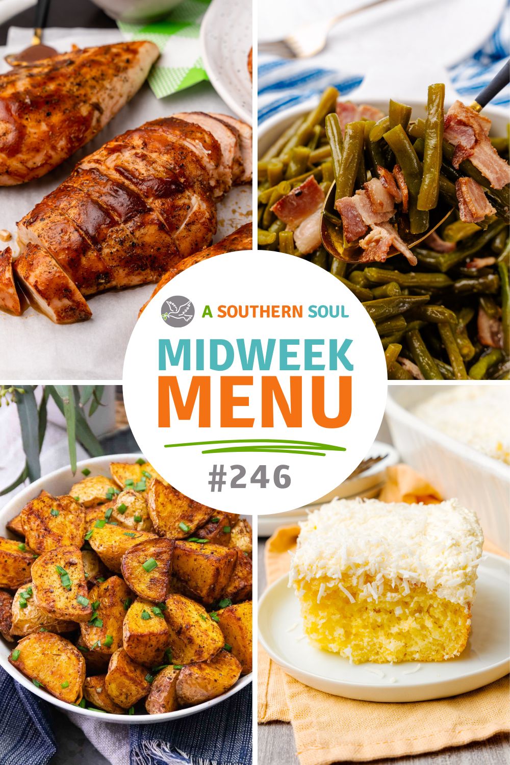 Midweek Menu 246 has 4 easy to make family friendly recipes for a weeknight meal.