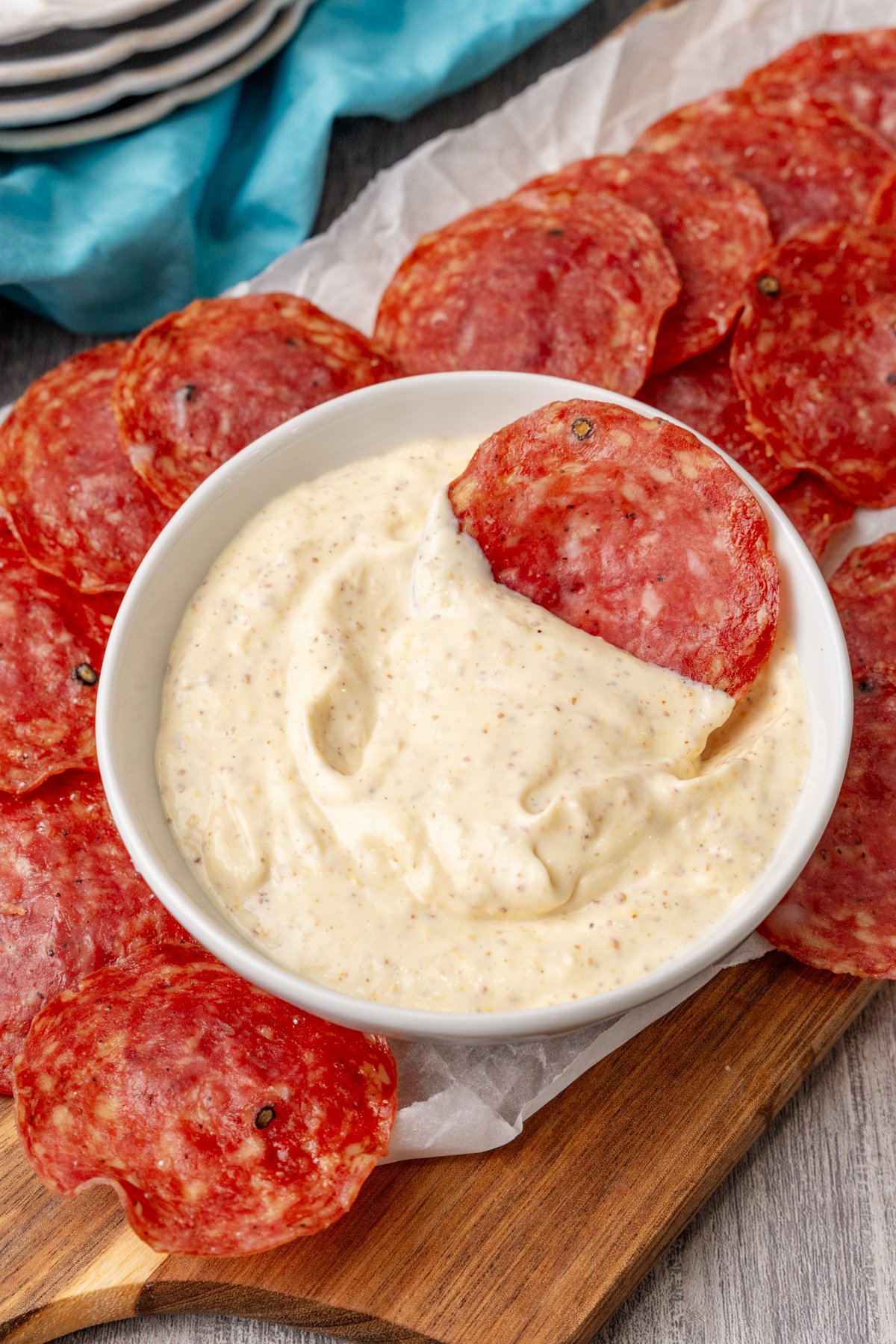 Salami Chips With Dip