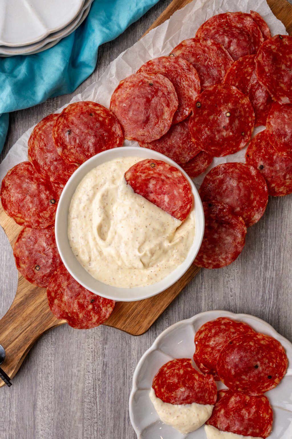 Salami Chips With Dip