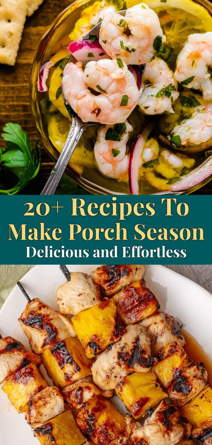 Porch season is here! 20+ Southern recipes for effortless outdoor entertaining—refreshing drinks, easy apps, fresh sides, grilled mains, and sweet desserts. #SouthernRecipes #PorchParty
