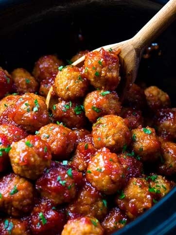 Bourbon crockpot meatballs