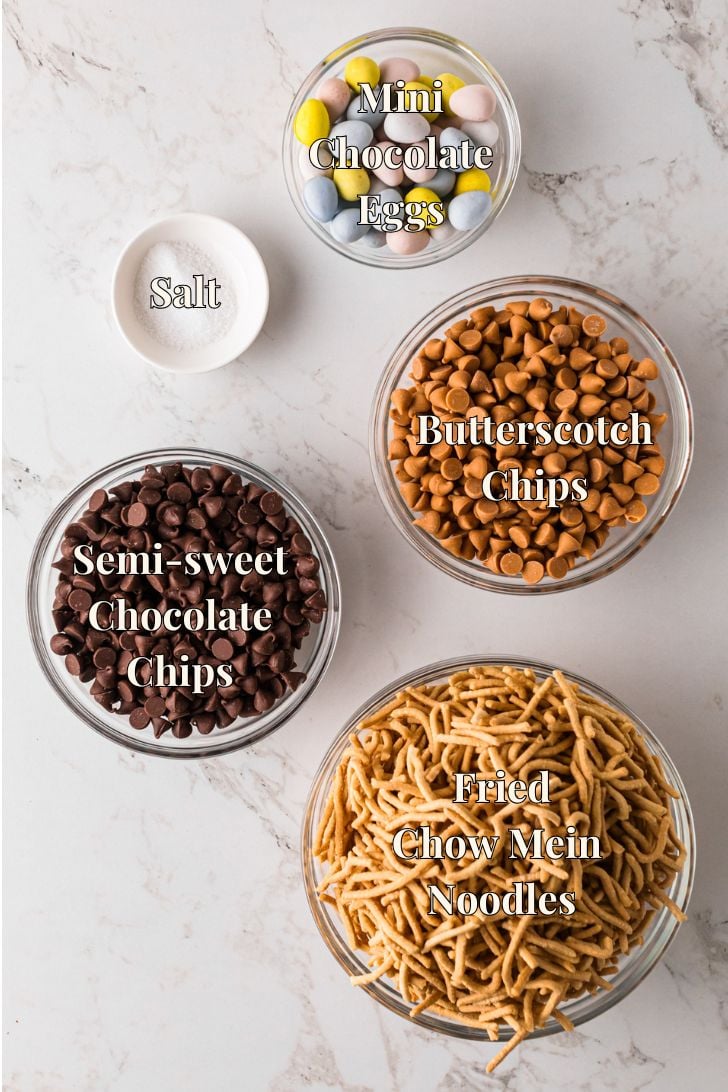 Ingredients for Easy No-Bake Bird's Nest Cookies