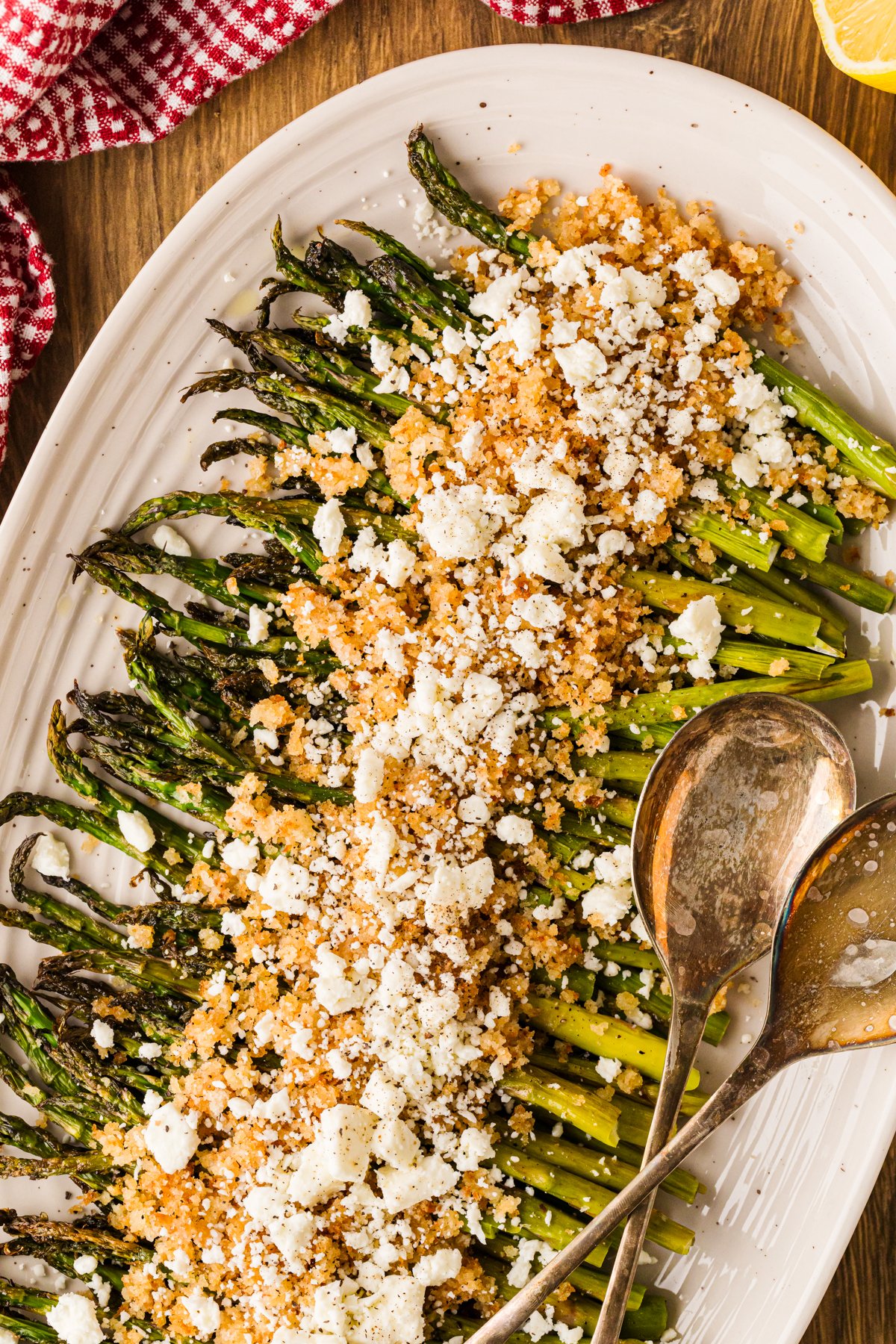 Roasted Asparagus with Lemon, Panko and Feta