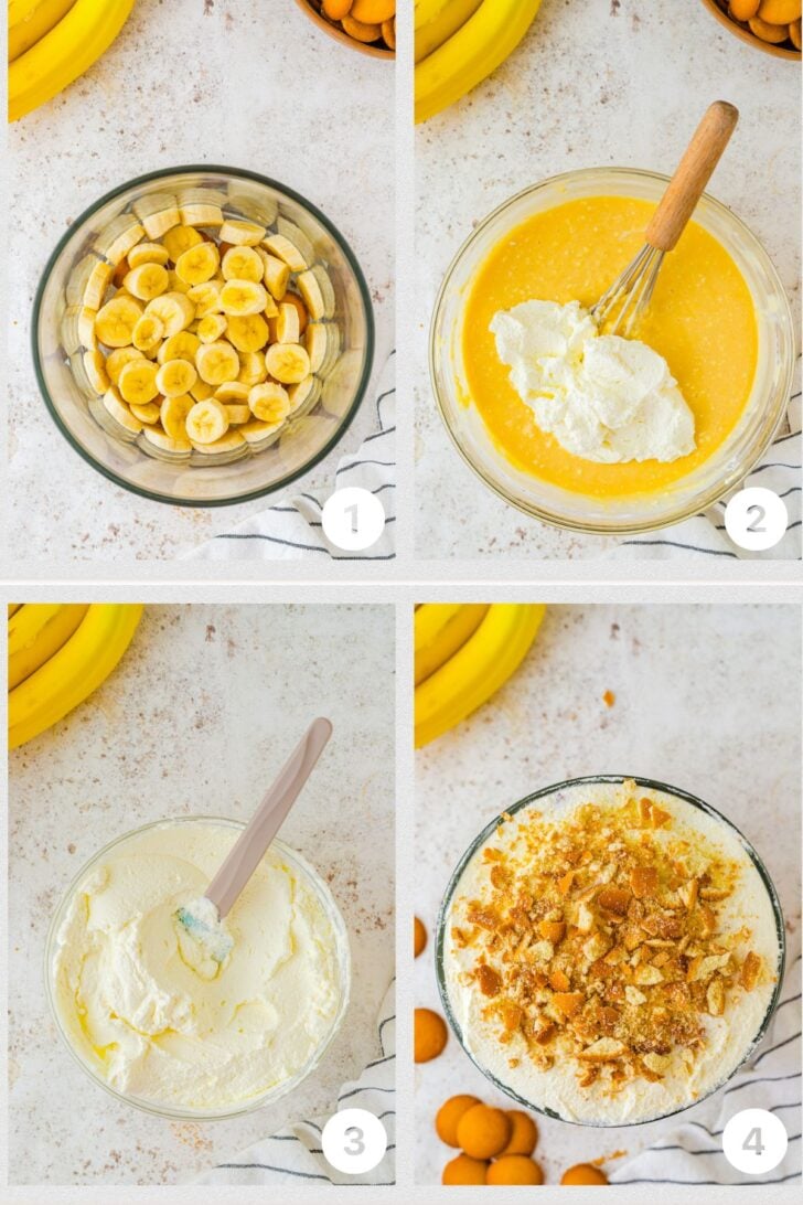 step by step instructions for banana pudding.
