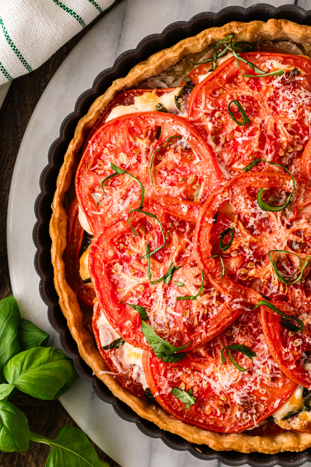 Southern Tomato Pie with Cheese and Pesto